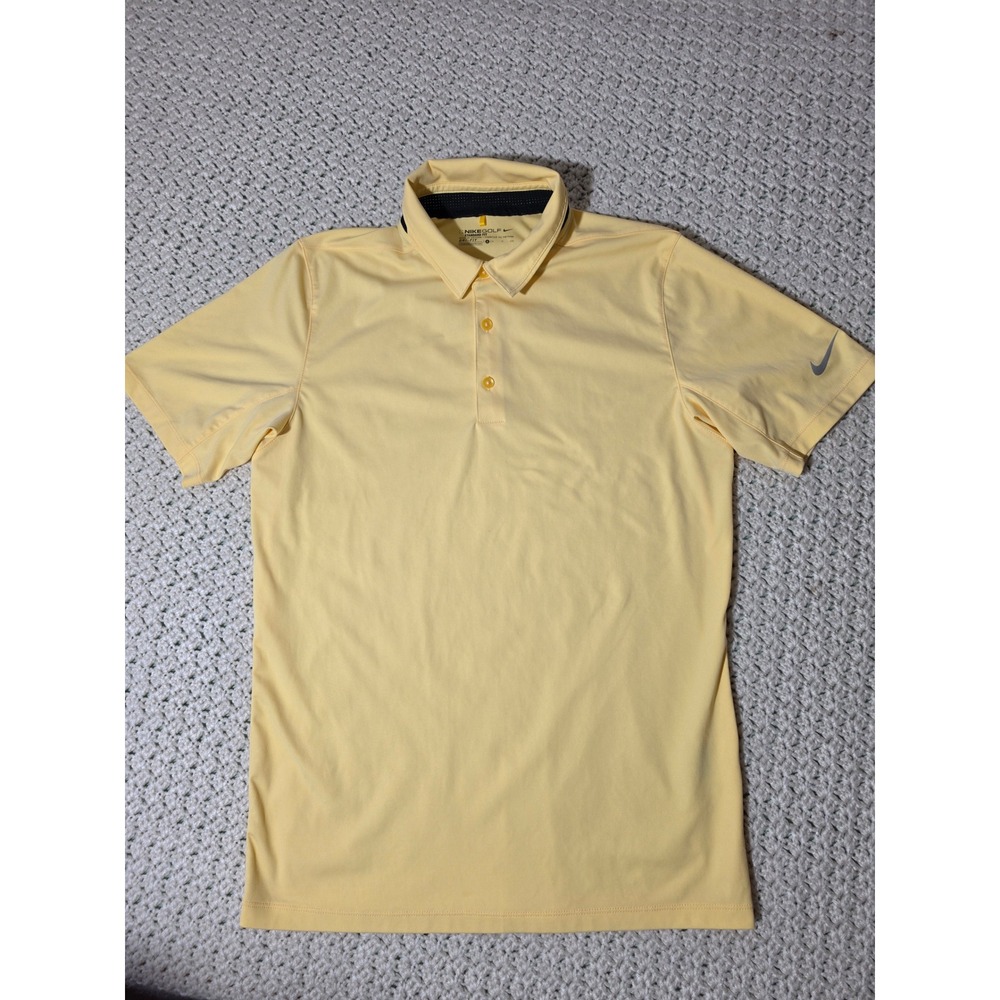 Nike Golf Polo Shirt Mens Small Yellow Excellent Dri-FIT Short Sleeve Swoosh